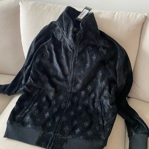 MONOGRAM VELOUR TRACK JACKET - BLACK